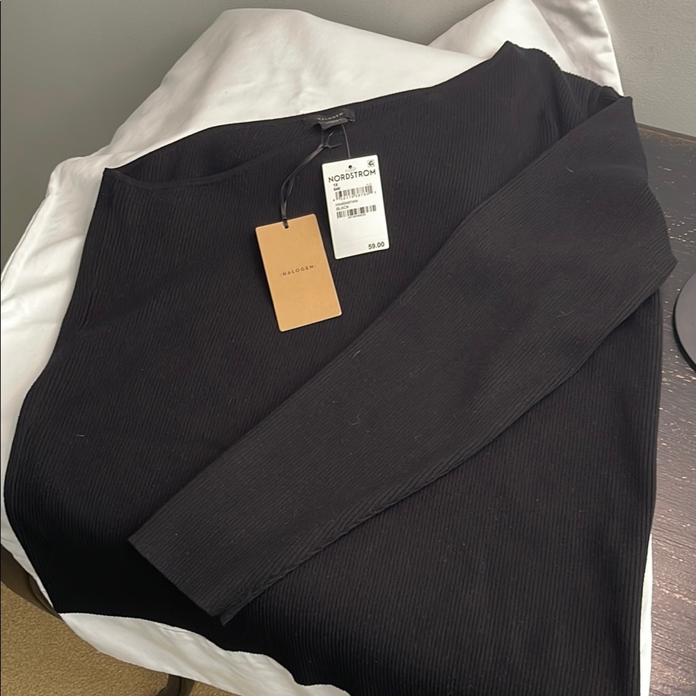Halogen Black One Shoulder Sweater